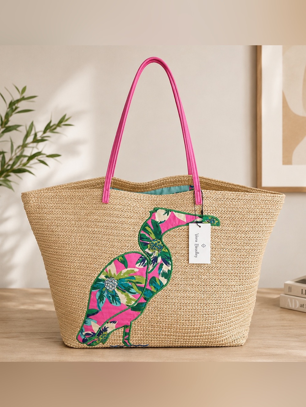 Vera Bradley Flamingo Beach Tote Large Travel Bag - Picture 14 of 14